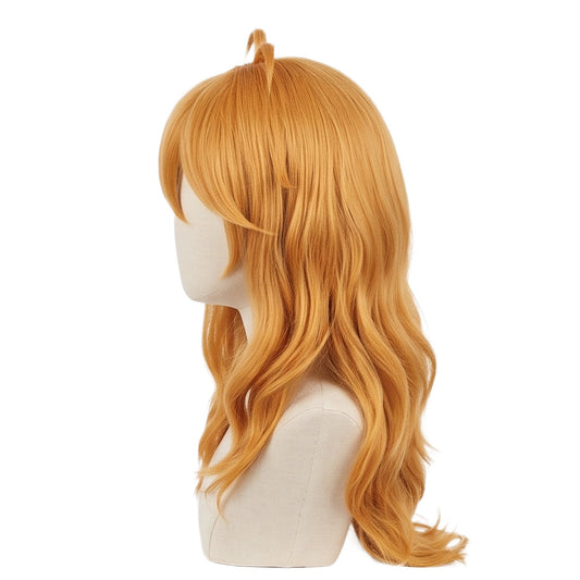 Side view of Bakugan Alice Gehabich orange basic cosplay wig