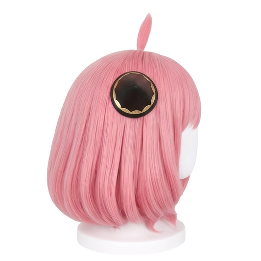 Side view of Anya wig showing inward-curled shoulder-length style