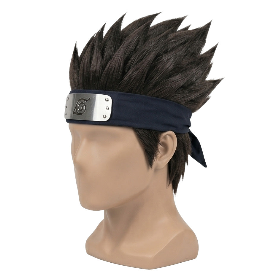 Premium Asuma cosplay wig displayed on mannequin with Naruto-inspired design