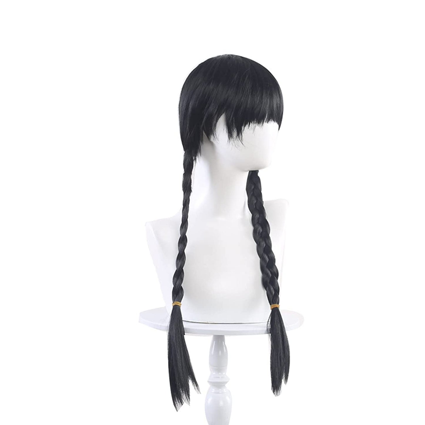 Transform into Wednesday Addams with our Black Pigtails Wig - Perfect for Cosplay and Halloween