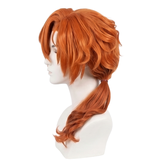 Side view of Chūya Nakahara wig showing the signature long left-side section