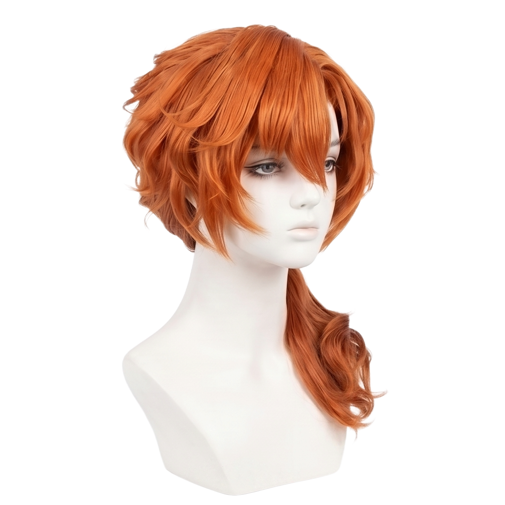 Handmade Chūya Nakahara cosplay wig displayed on mannequin