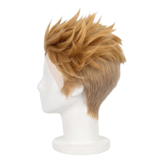 Side view of Enjin wig showing sharp brown fade transition
