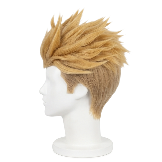 Side view of Enjin wig showing sharp brown fade transition