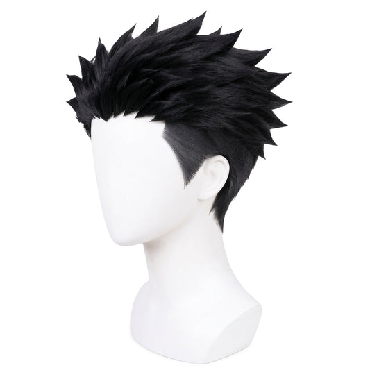 Side view of Gyomei cosplay wig showing shaved sides and spiky layered top