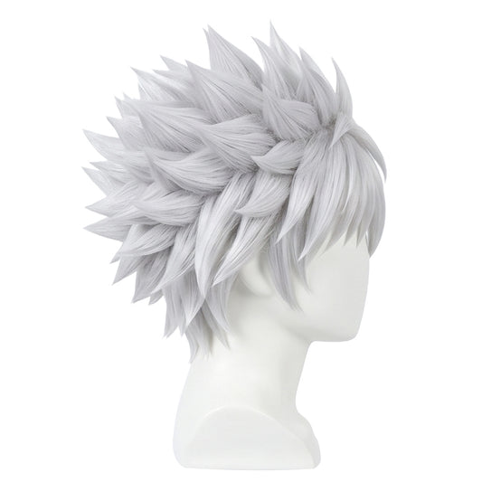 Side view of Killua wig showing layered, spiky texture and natural volume
