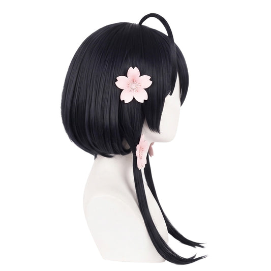 Side view of black Kyōka Izumi basic cosplay wig