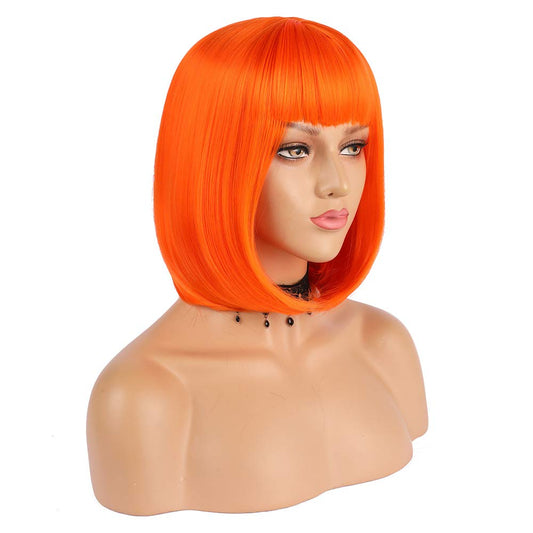 Leeloo Wig : Orange Short Bob Hair 12"