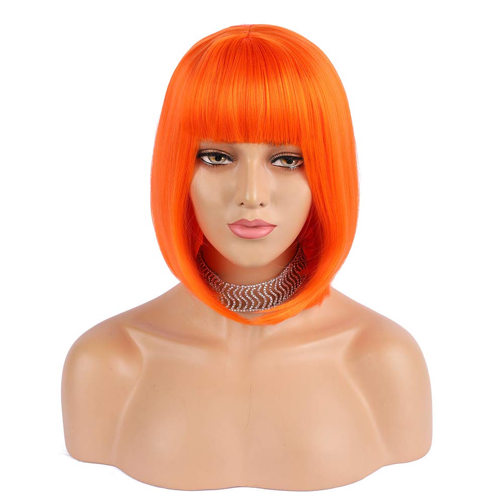 Leeloo Wig : Orange Short Bob Hair 12"
