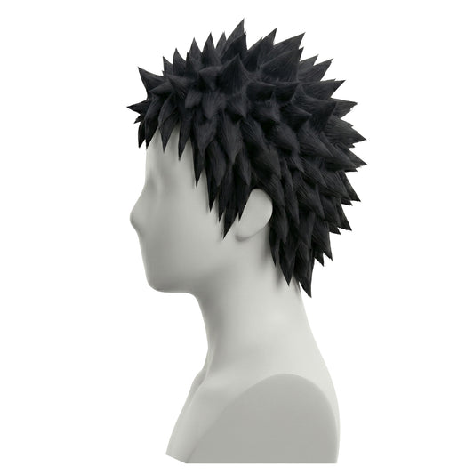 Side view of Obito wig showing structured anime spikes