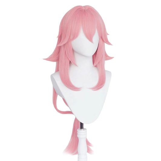 Yae Miko Cosplay Wig Pink Long Straight Hair