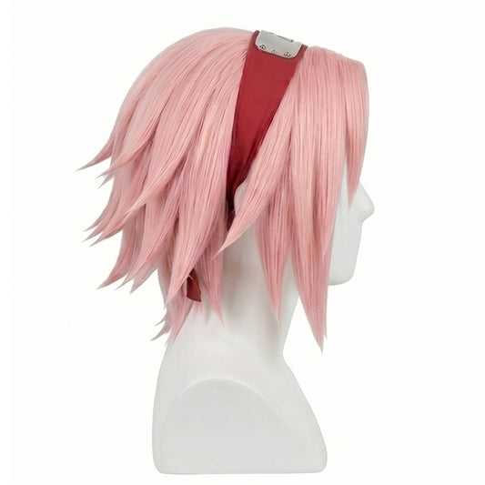 Side view of Naruto Sakura Haruno basic pink wig