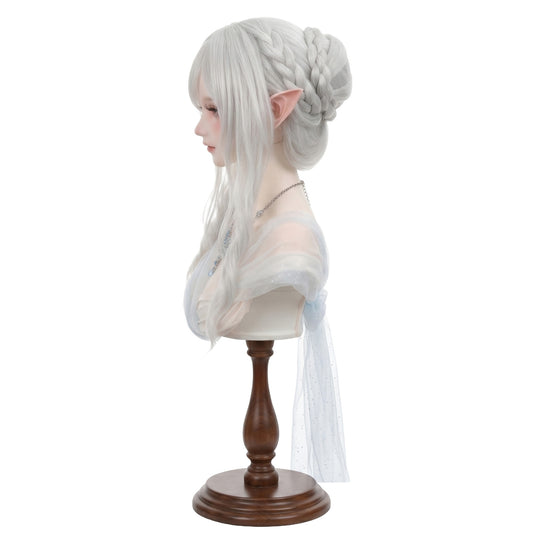 Side view of Genshin Impact Tsaritsa wig showing elegant braided structure