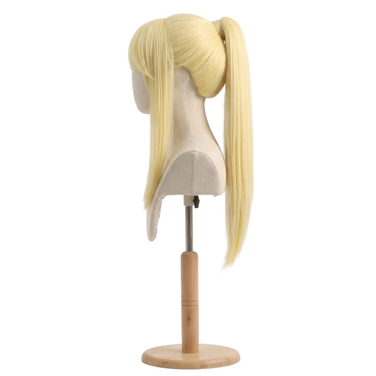 Left side view of Fullmetal Alchemist Winry Rockbell light blonde cosplay wig