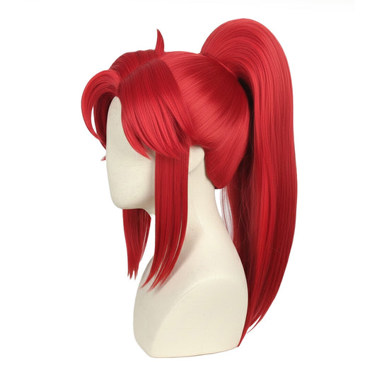 Yoko Littner cosplay wig side view showing long ponytail and volume
