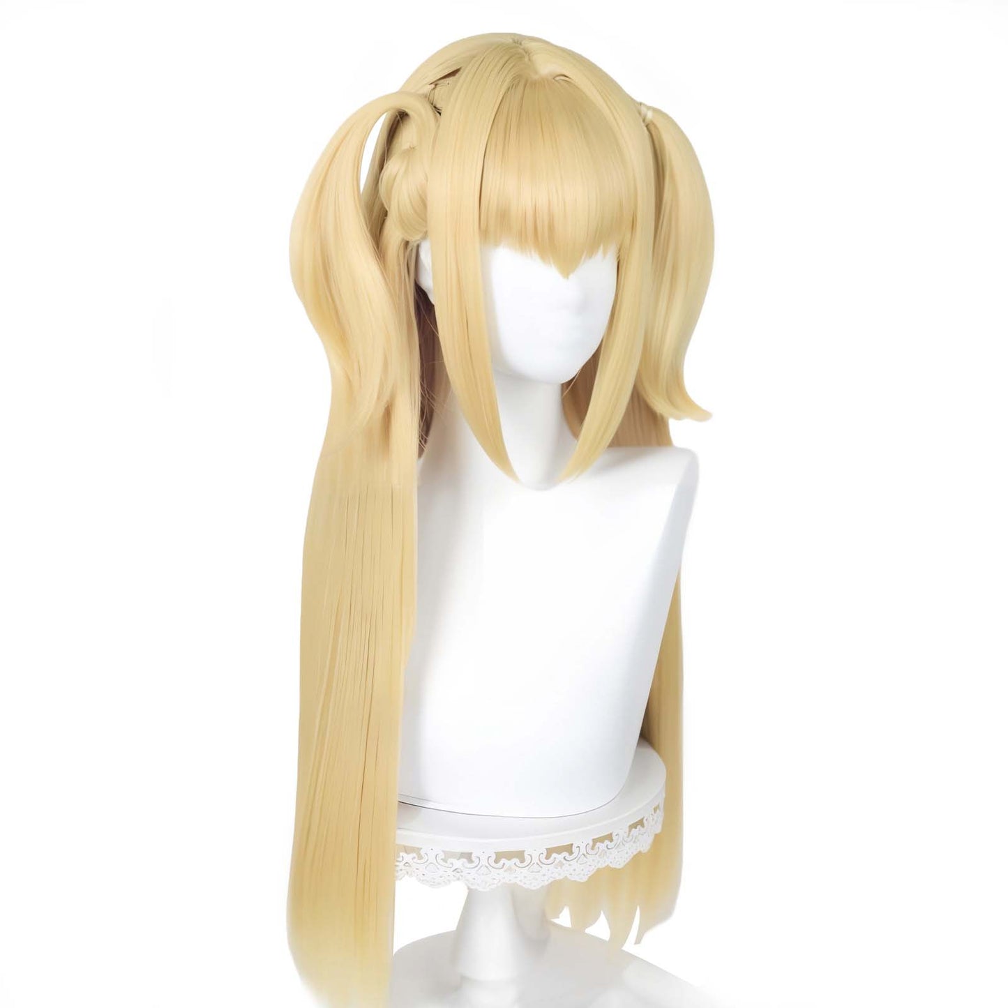 Long Blonde Wig for Misa Amane Cosplay, Long Straight Yellow Cute Kawaii Wig with Bangs
