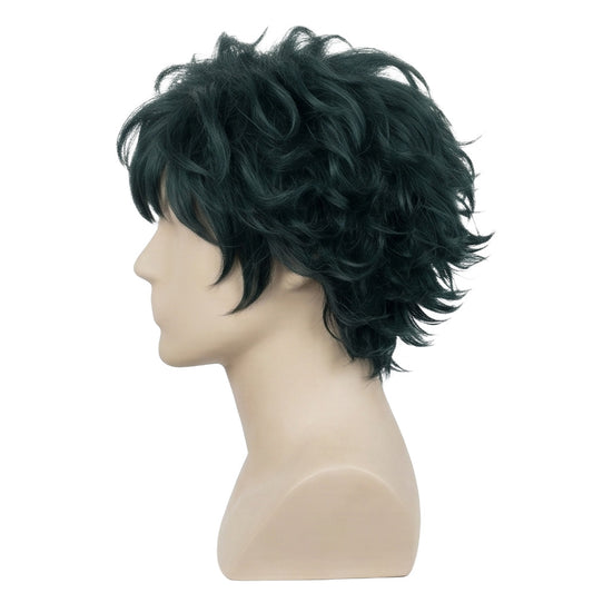 Side view of Spike Spiegel basic cosplay wig before custom styling