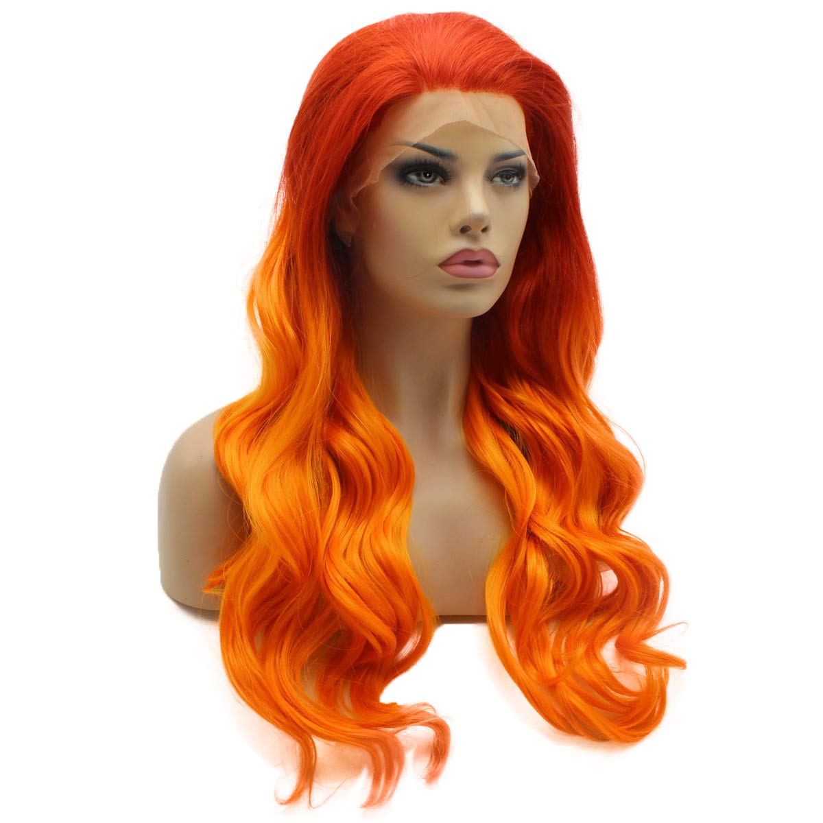 Starfire Wavy Long Wig Orange Ombre Lace Front Wig