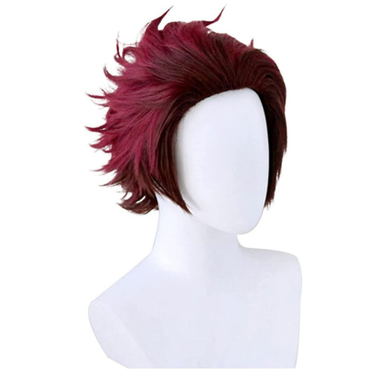 Demon Slayer Layered Brown Anime Cosplay Wig Tanjiro Kamado Chestnut Short Hair