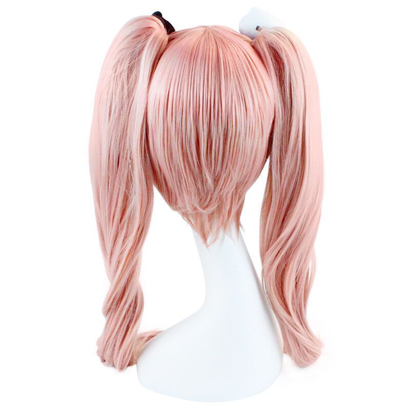 Junko Enoshima Cosplay Wig Pink Lolita Long Curly Clip Ponytail Anime Cosplay Women Costume Light Pink Long Curly Synthetic Hair Accessory Halloween Costume Wig