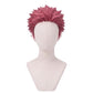 Front view of Akaza Demon Slayer cosplay wig with pink spiky hair