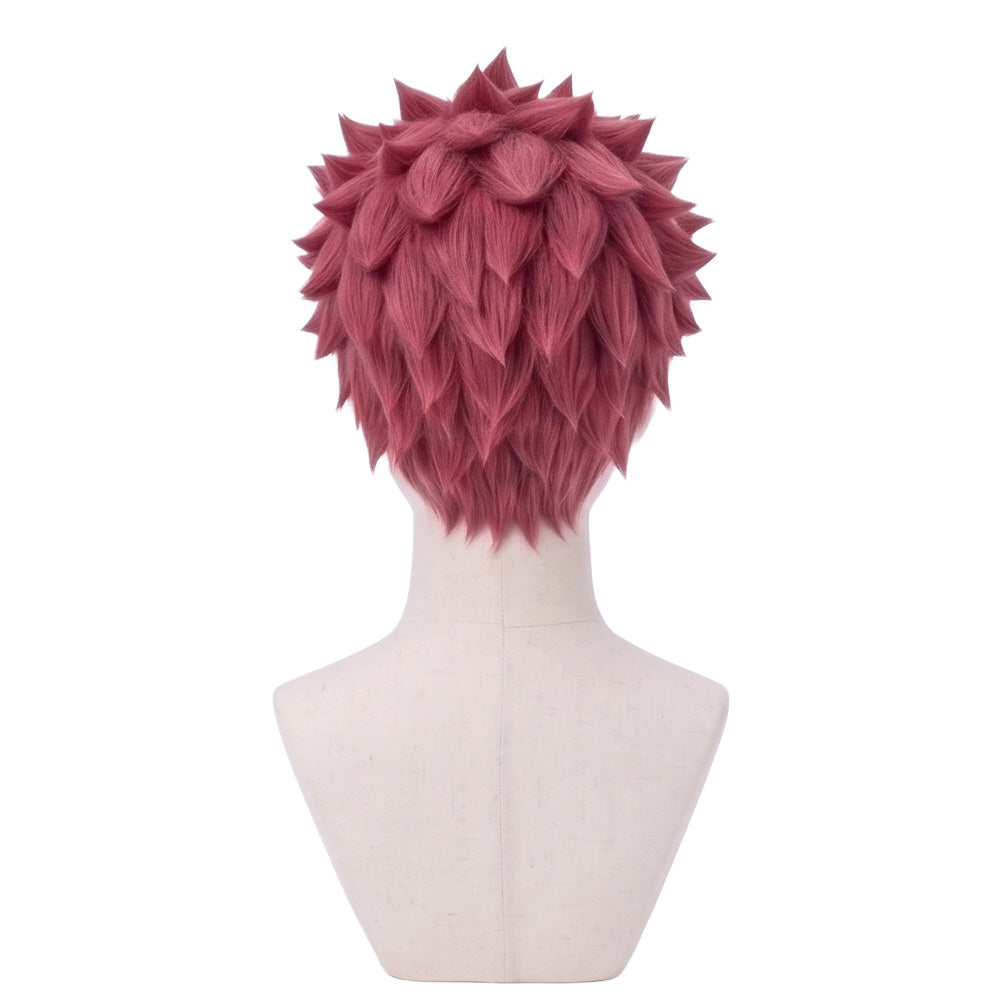 Back view of Kimetsu no Yaiba Akaza cosplay wig with textured hairstyle