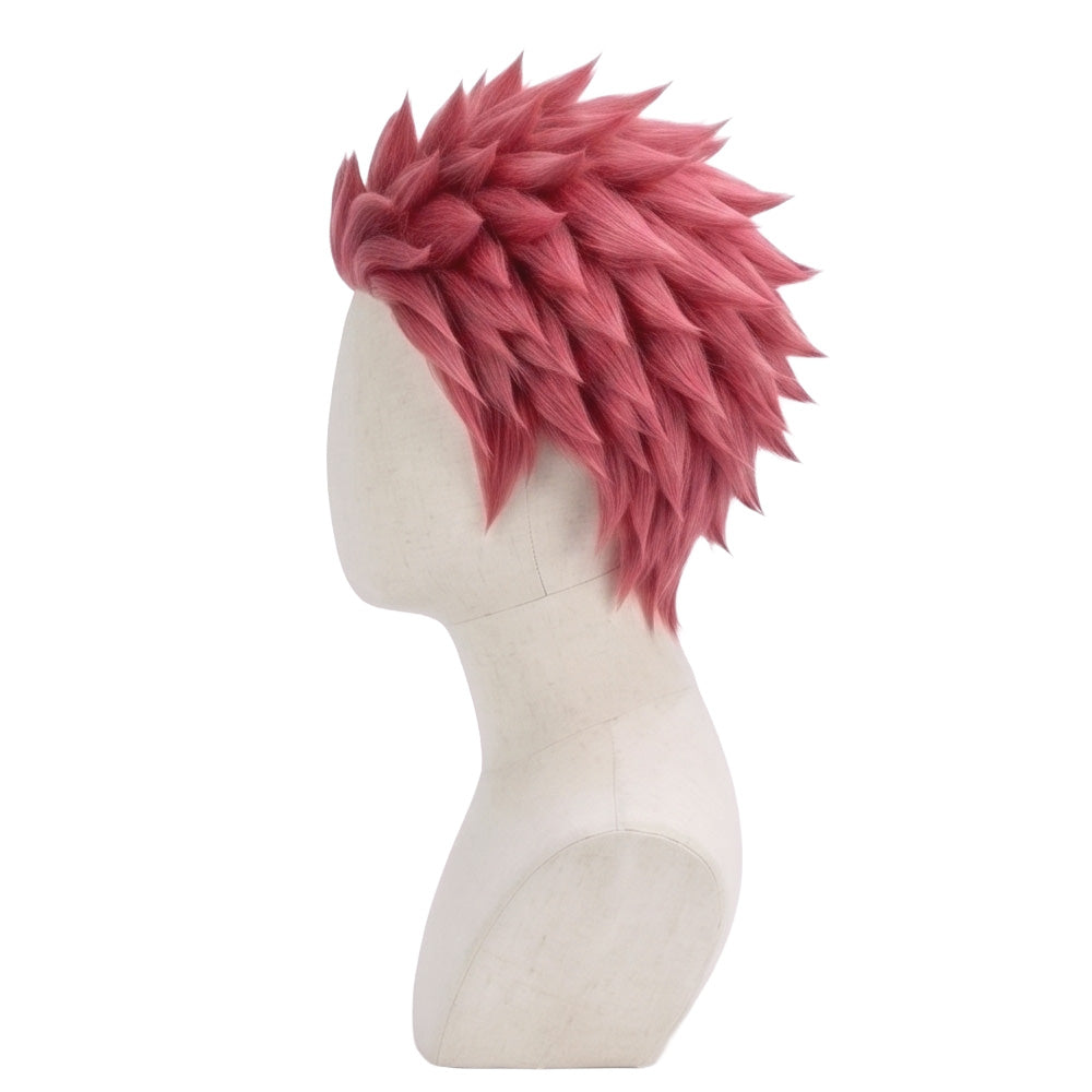 Side view of Kimetsu no Yaiba Akaza pink basic cosplay wig
