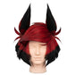 Front view of Alastor cosplay wig styled for Hazbin Hotel accuracy