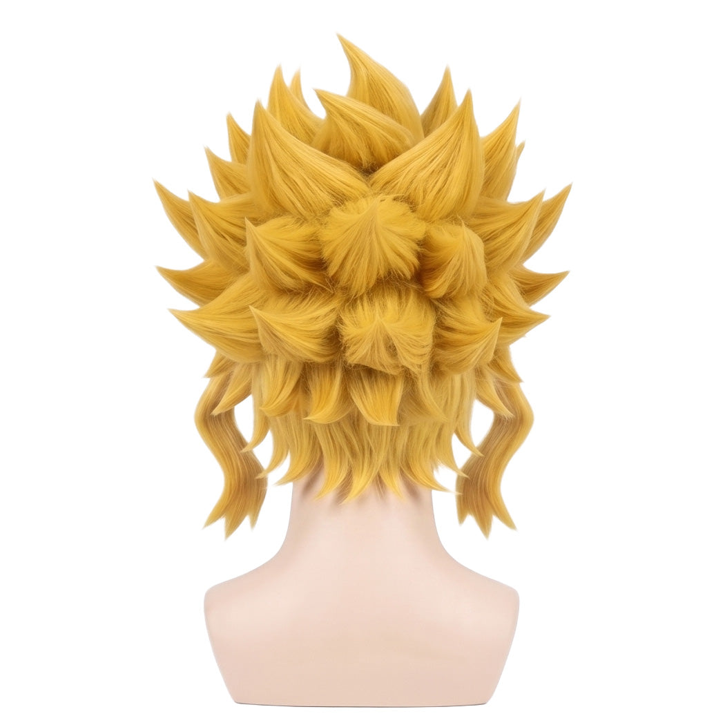 Back view of All Might True Form cosplay wig with unstyled fibers
