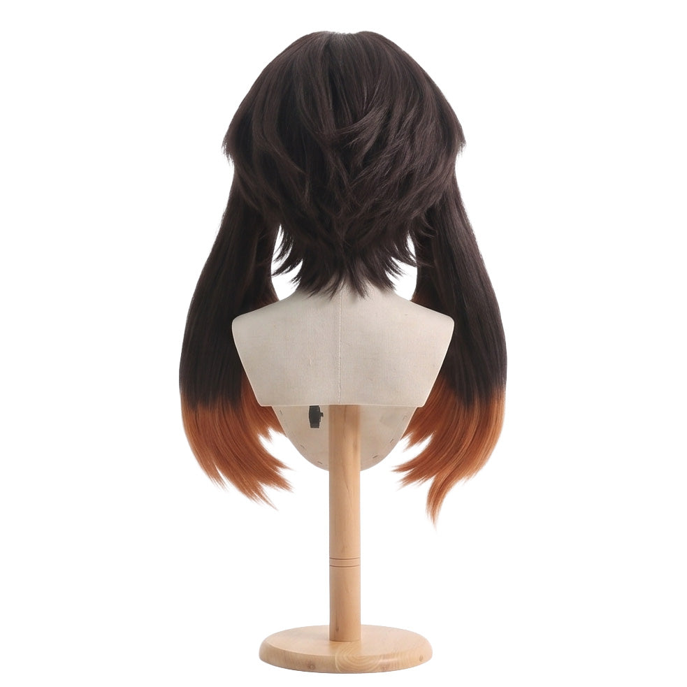 Back view of Gachiakuta Amo Empool cosplay wig with short black hairstyle