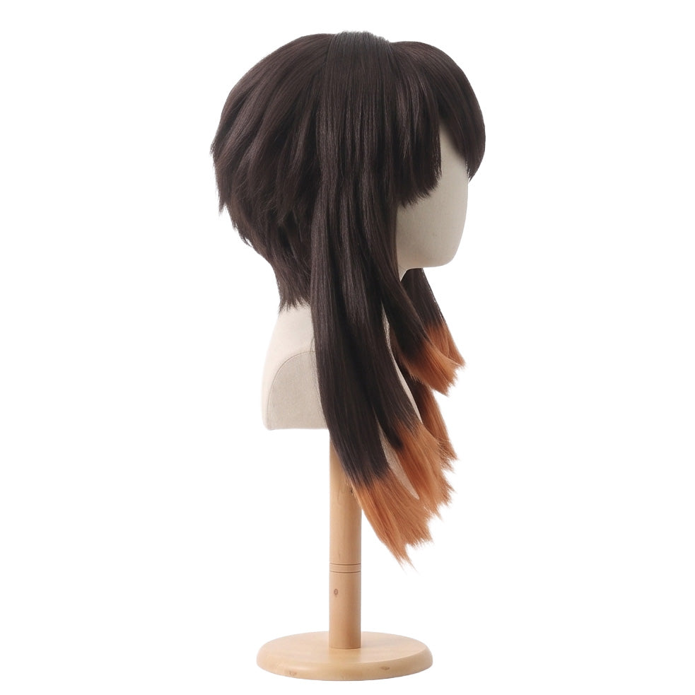 Side view of Amo Empool wig showing long front layers and cropped back