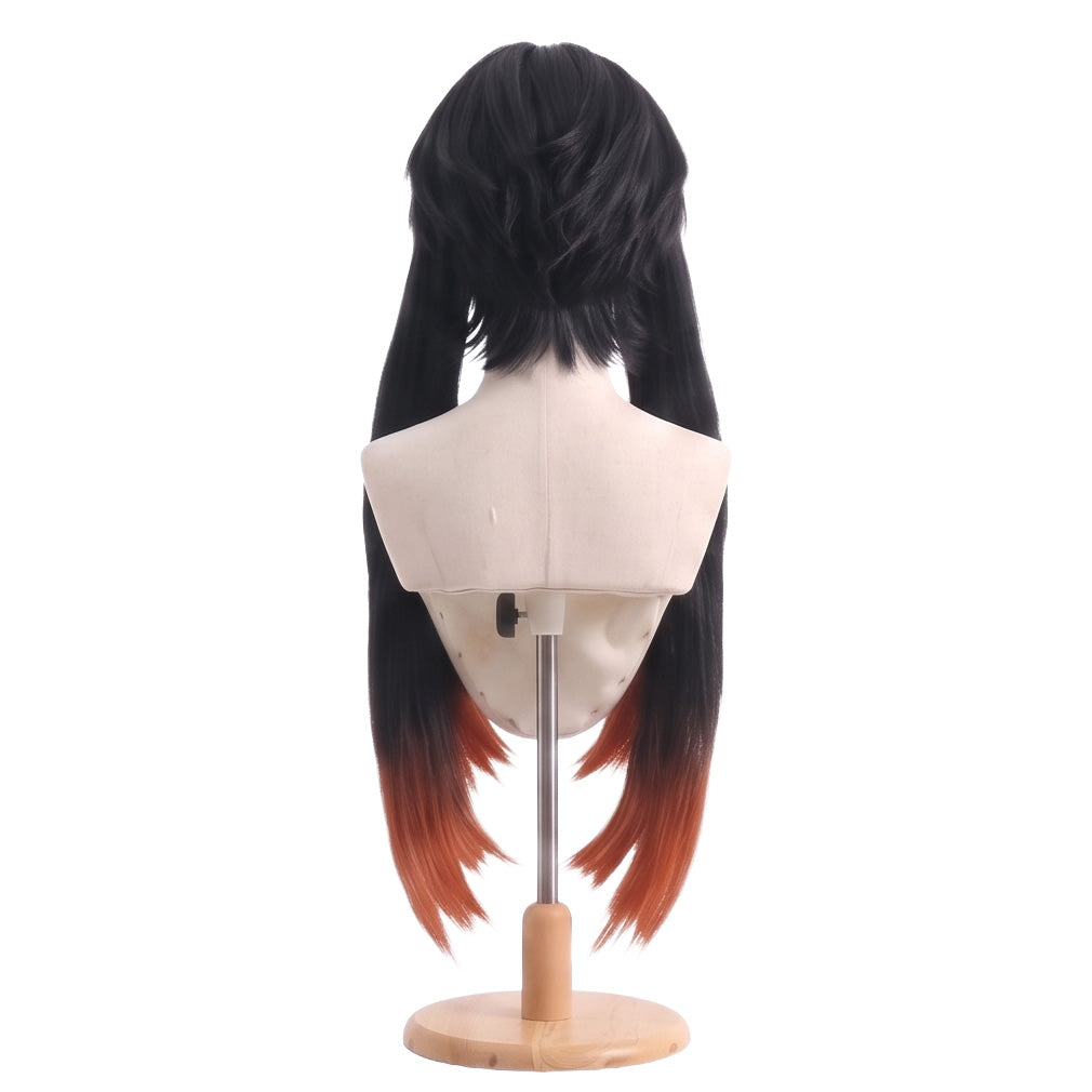 Back view of Amo Empool cosplay wig with cropped back and unstyled fibers