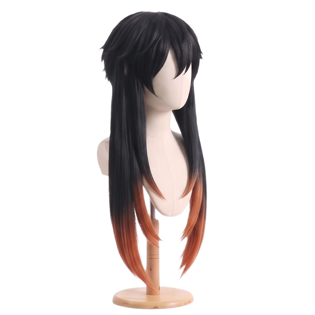 Black orange anime cosplay wig inspired by Amo Empool from Gachiakuta