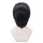 Back view of medium-length black Angeal Hewley cosplay wig