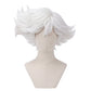 Front view of Angel Dust cosplay wig before trimming and styling