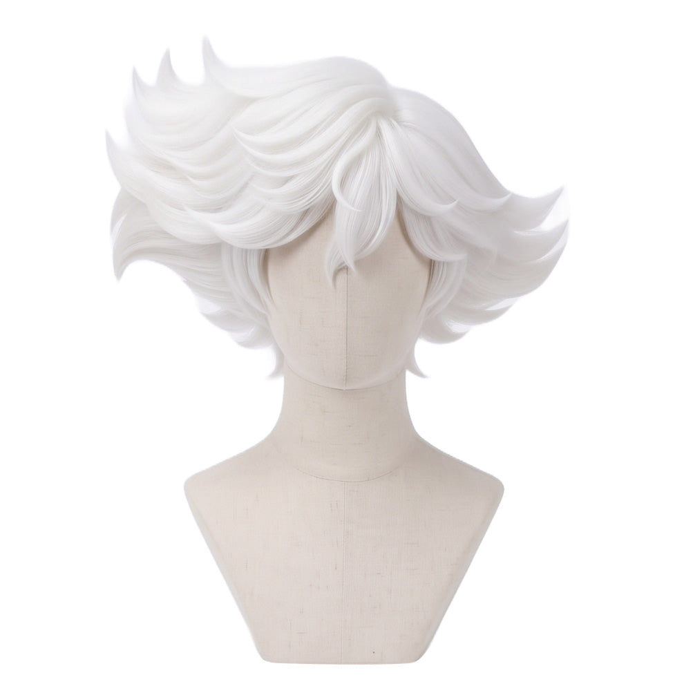 Front view of Angel Dust cosplay wig before trimming and styling