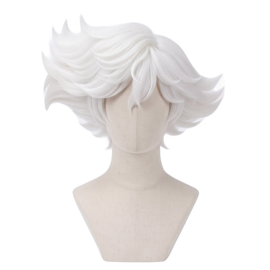 Front view of Angel Dust cosplay wig before trimming and styling