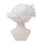 Back view of Angel Dust white fluffy cosplay wig