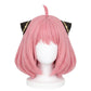 Front view of Anya Forger cosplay wig with light pink hair