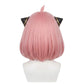 Back view of rounded Anya Forger cosplay wig unstyled
