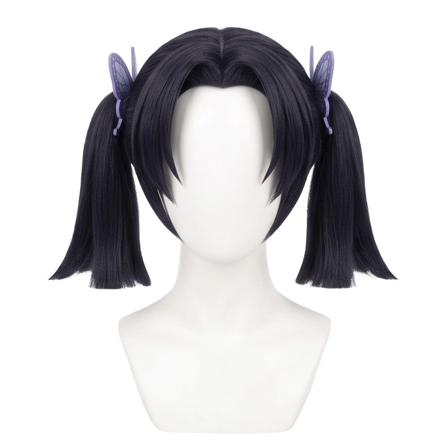 Black anime cosplay wig inspired by Aoi Kanzaki from Demon Slayer