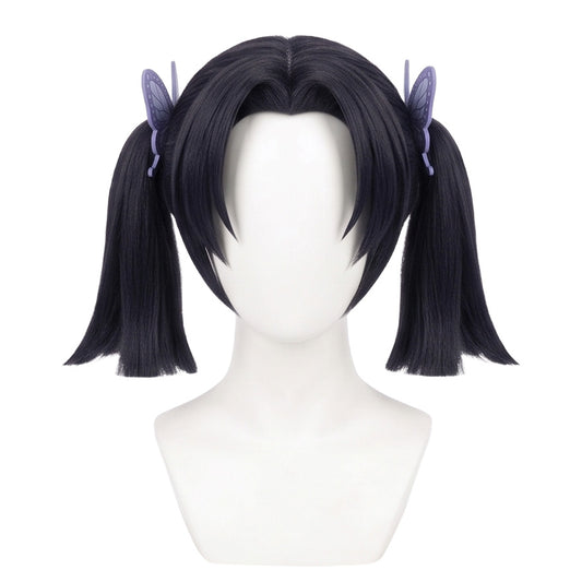 Black anime cosplay wig inspired by Aoi Kanzaki from Demon Slayer