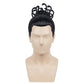 Front view of Aoi Todo cosplay wig with shoulder-length black hair and top-knot bun