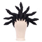 Front view of Arkha Corvus cosplay wig with black loc high ponytail