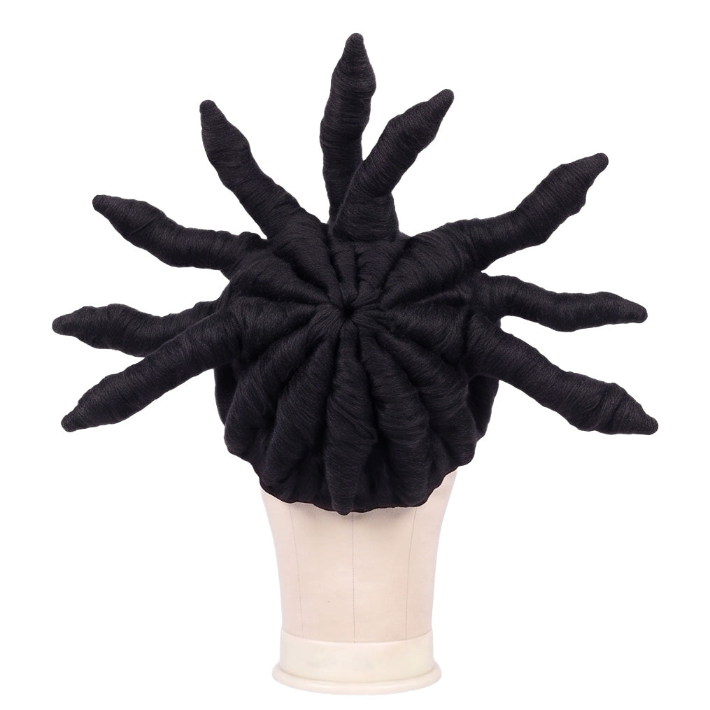Back view of Gachiakuta Arkha Corvus wig with nine-point ponytail design