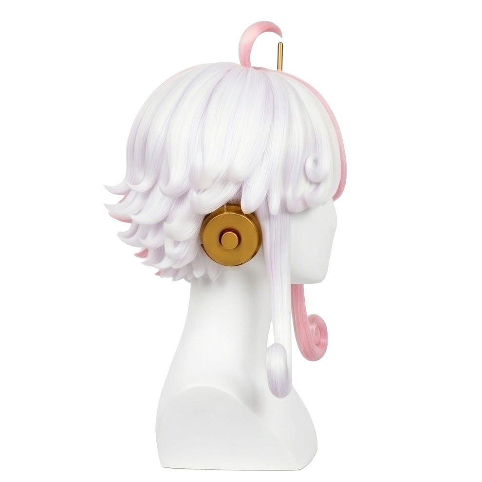 Handmade Vegapunk Atlas wig displayed on mannequin with anime-accurate Egghead Arc styling