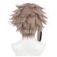 Back view of silver-white wig with black streak unstyled