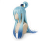 Aqua wig styled to match KonoSuba character with accurate sky-blue tone and high ponytail shape