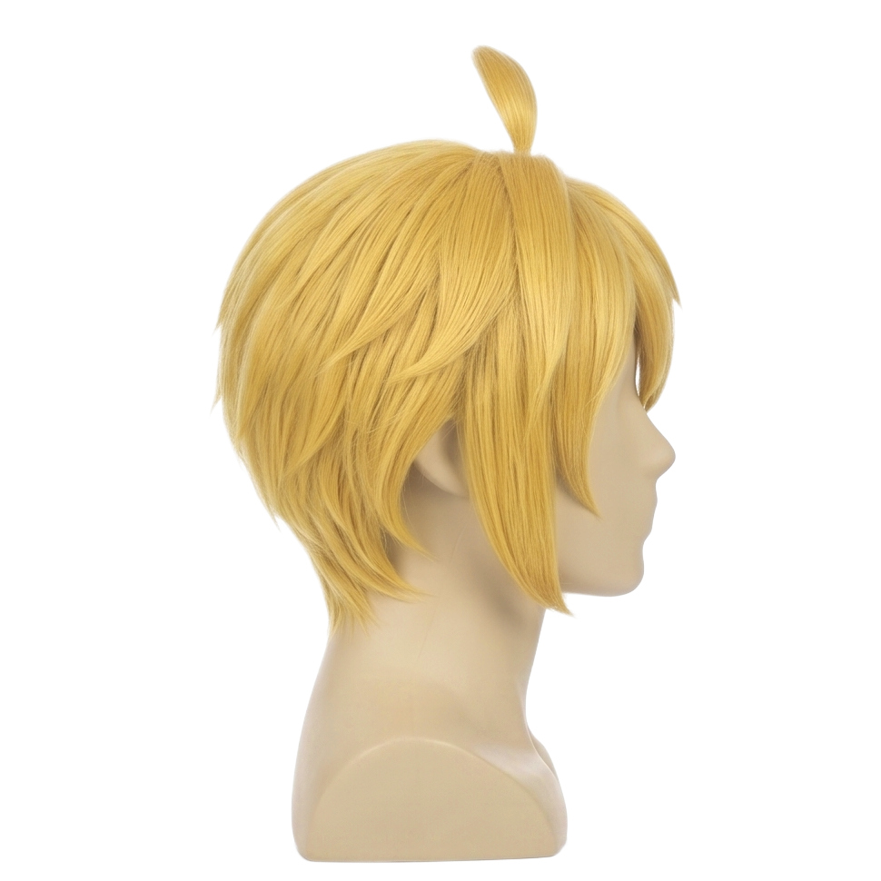 Side view of Overlord Aura Bella Fiora basic golden-blonde wig
