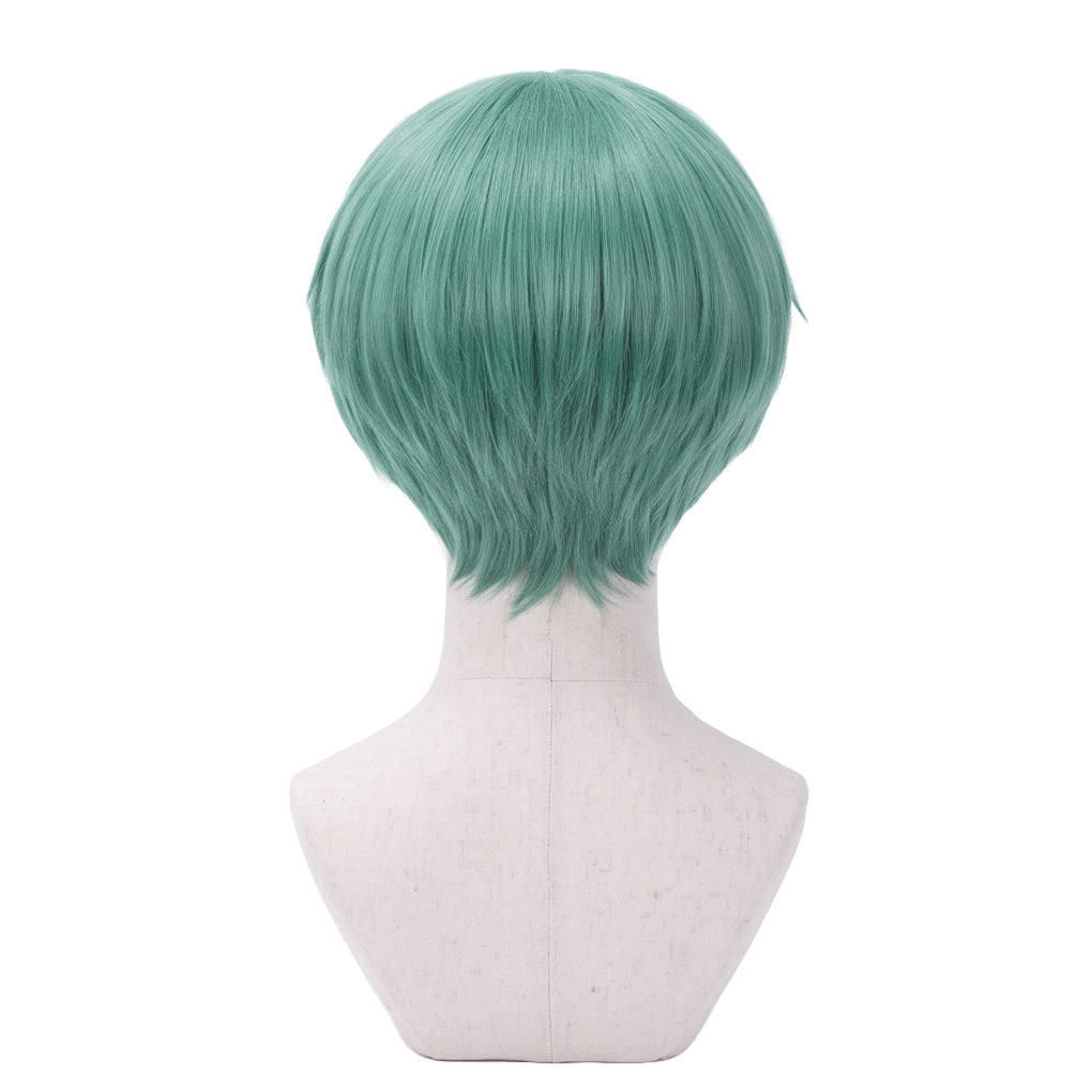 Baby Saja turquoise mop-top wig back view